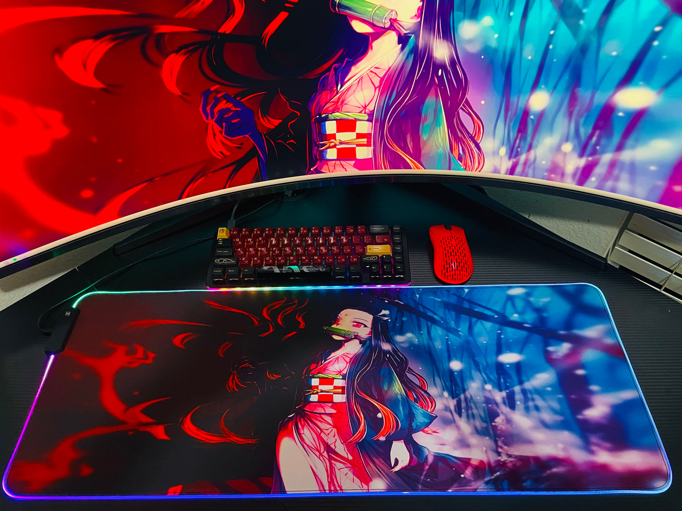 demon slayer rgb mouse pad