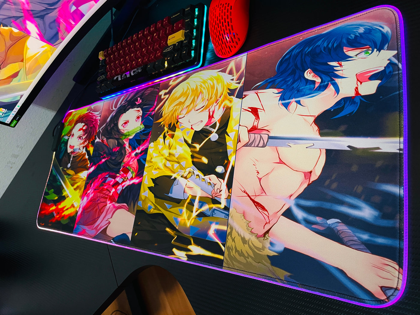 demon slayer rgb mouse pad