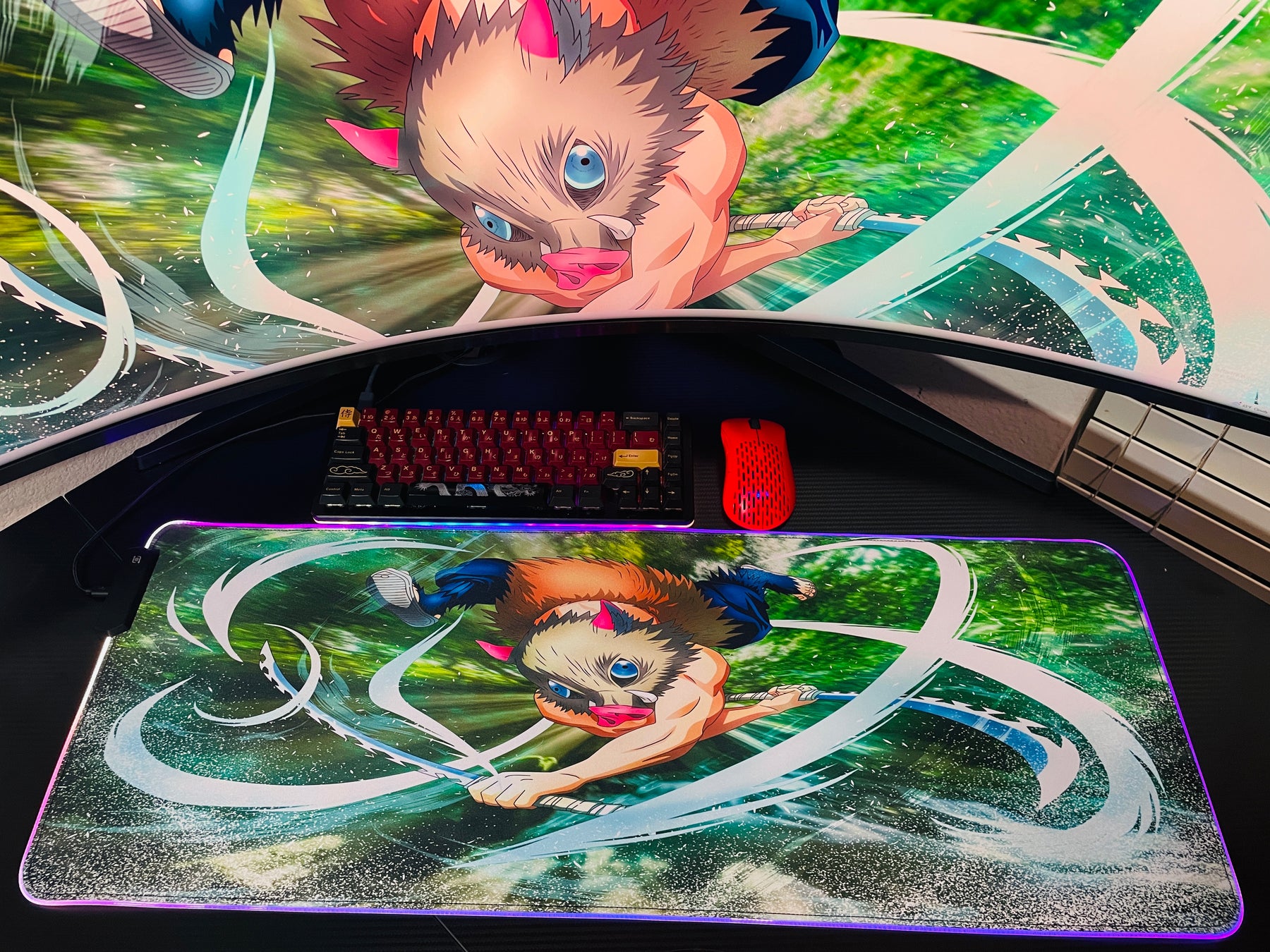 Inosuke Demon Slayer RGB Anime Mouse Pad - Vibrant LED Gaming Mat ...